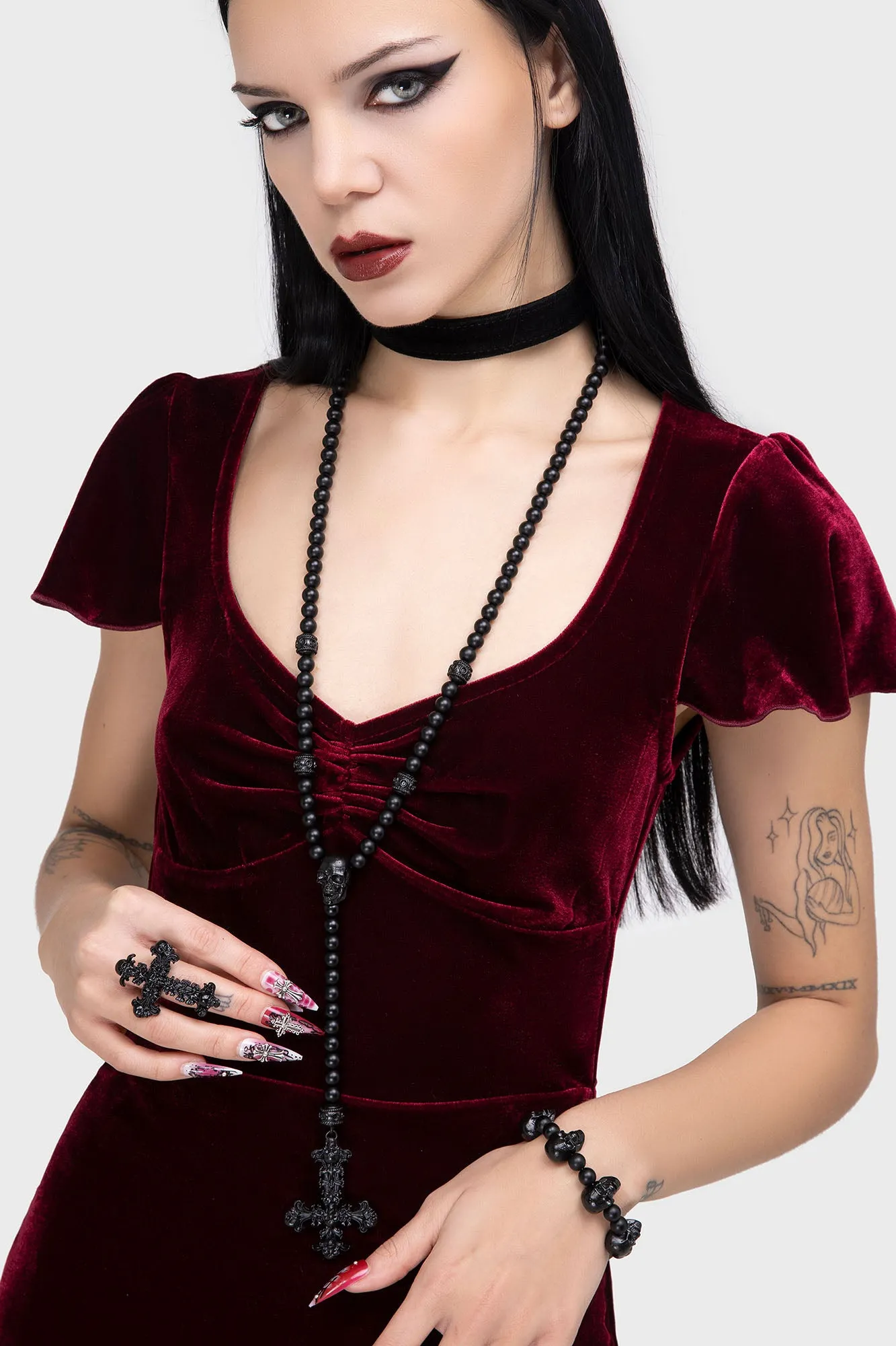 Skullcraft Rosary Necklace sold by Killstar product image thumbnail 2