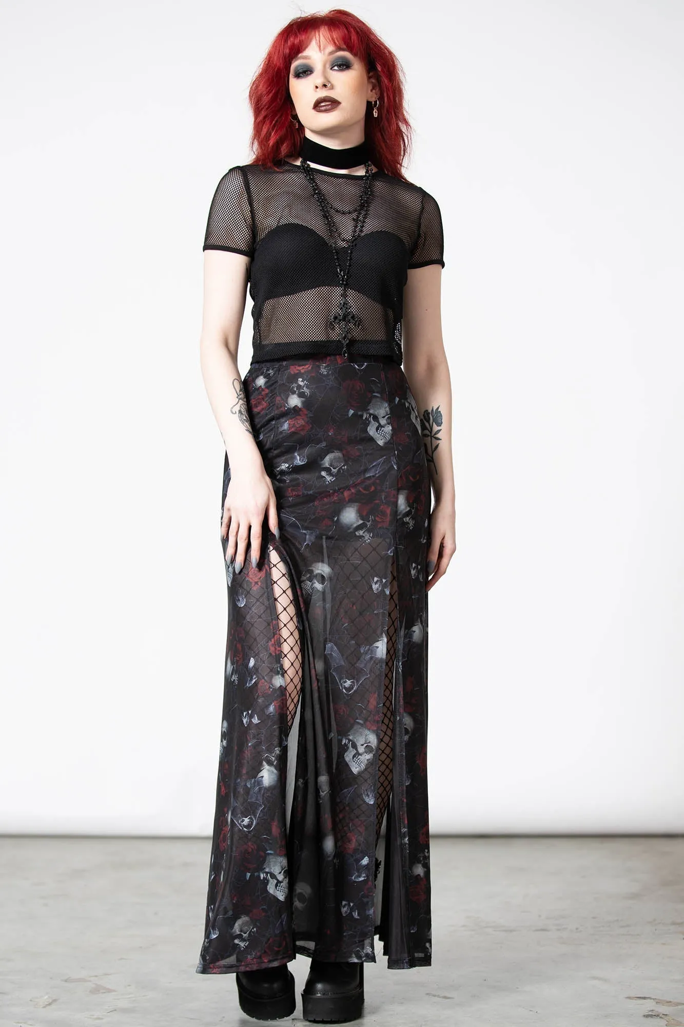 Kleadora Mesh Maxi Skirt - Resurrect sold by Killstar product image thumbnail 3