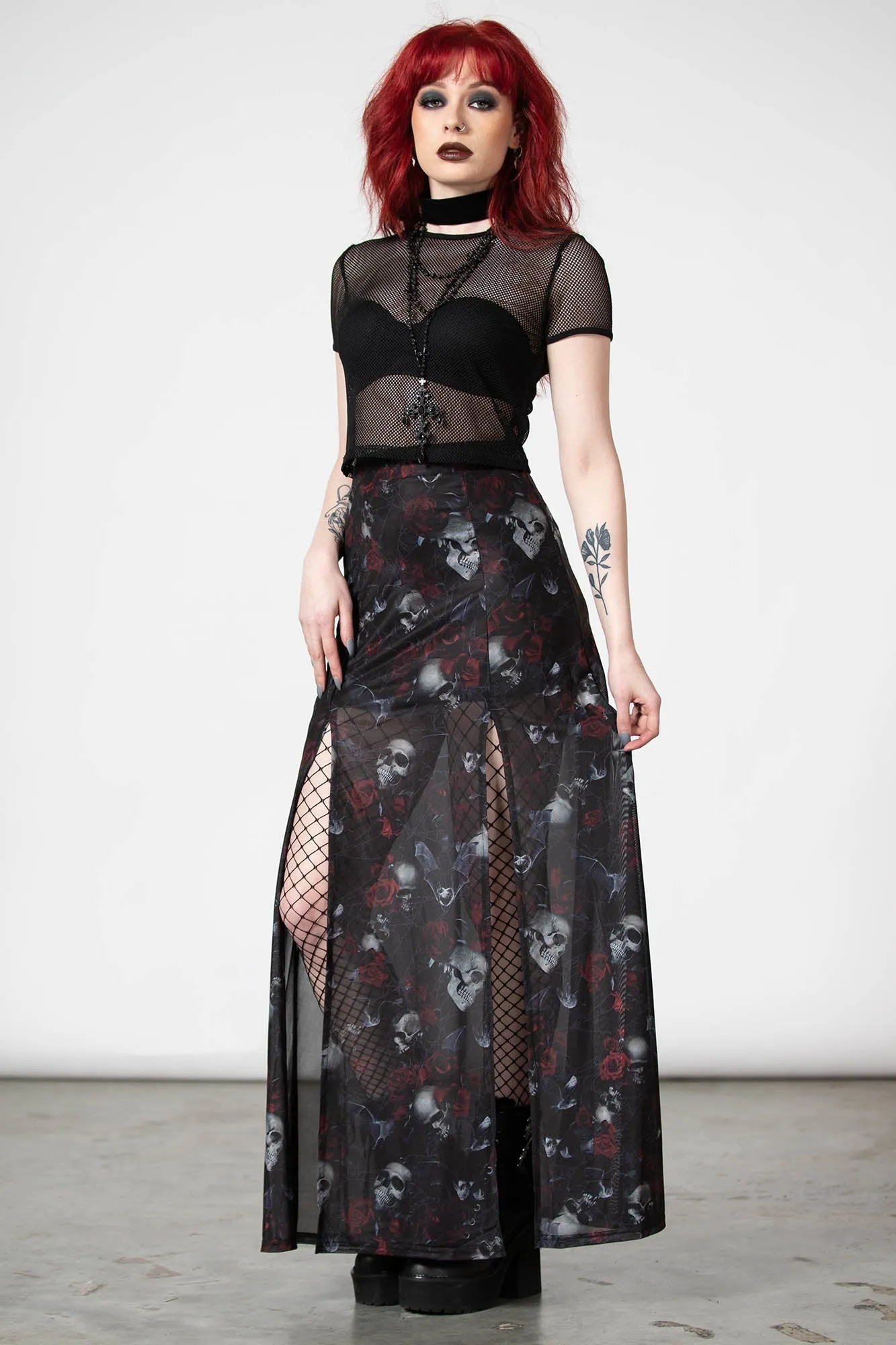 Kleadora Mesh Maxi Skirt - Resurrect sold by Killstar product image thumbnail 4