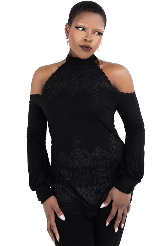 Cecila Cold Shoulder Top - Resurrect sold by Killstar
