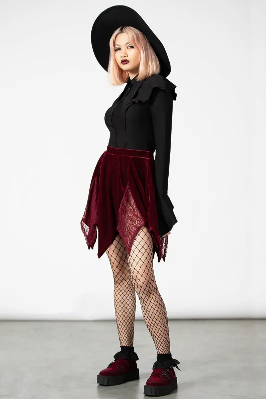 Lester Velvet Mini Skirt [BLOOD] - Resurrect sold by Killstar