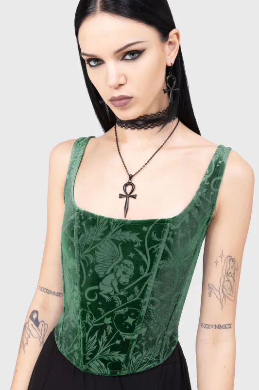 Emerald Envy Corset Top sold by Killstar