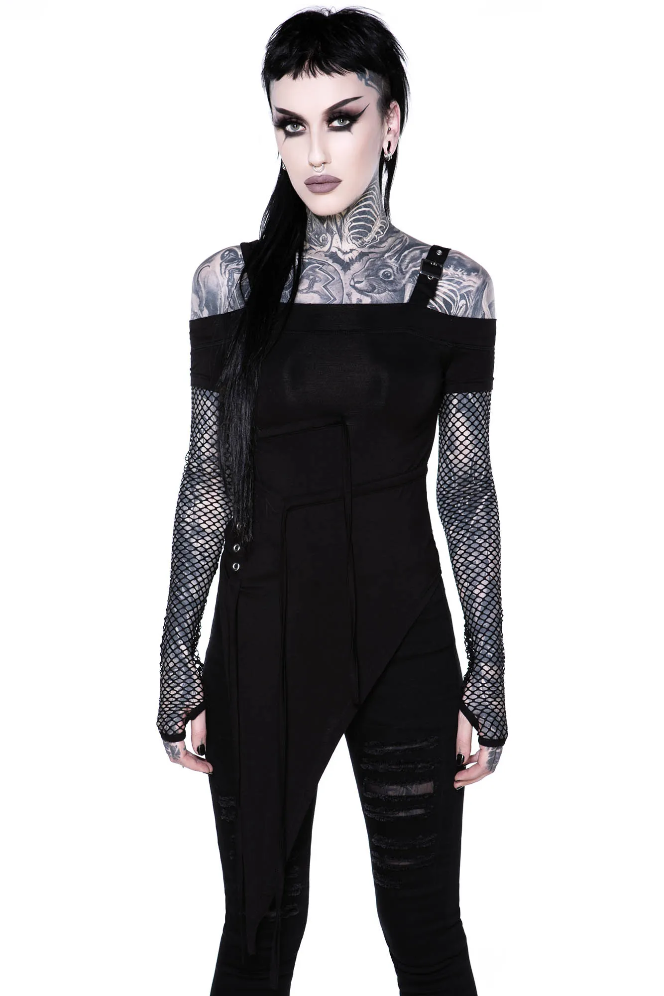 Hole Heartedly Bardot Top - Resurrect sold by Killstar product image thumbnail 2