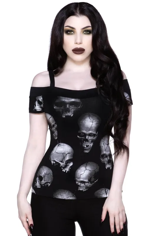 Mind Freeze Bardot Top - Resurrect sold by Killstar