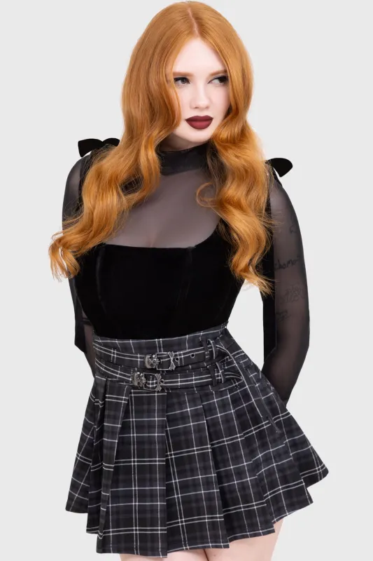 Tartan Riot Skirt [GREY] sold by Killstar
