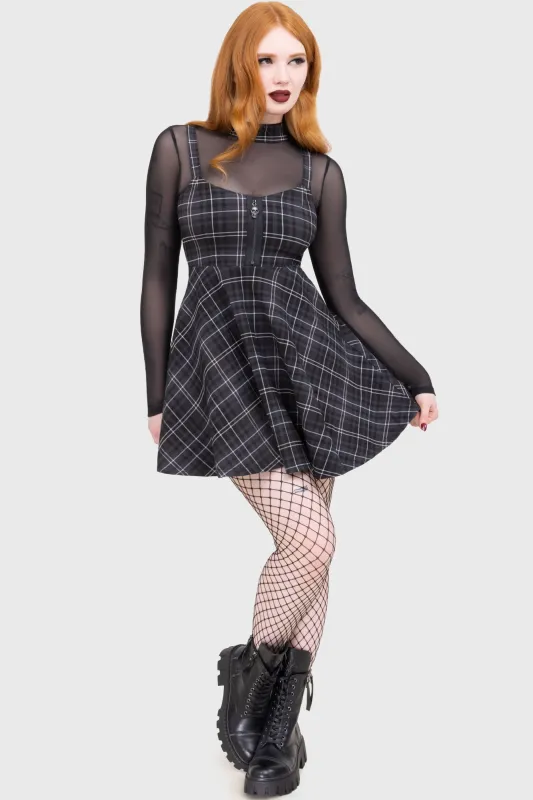 Tartan Riot Dress [GREY] sold by Killstar