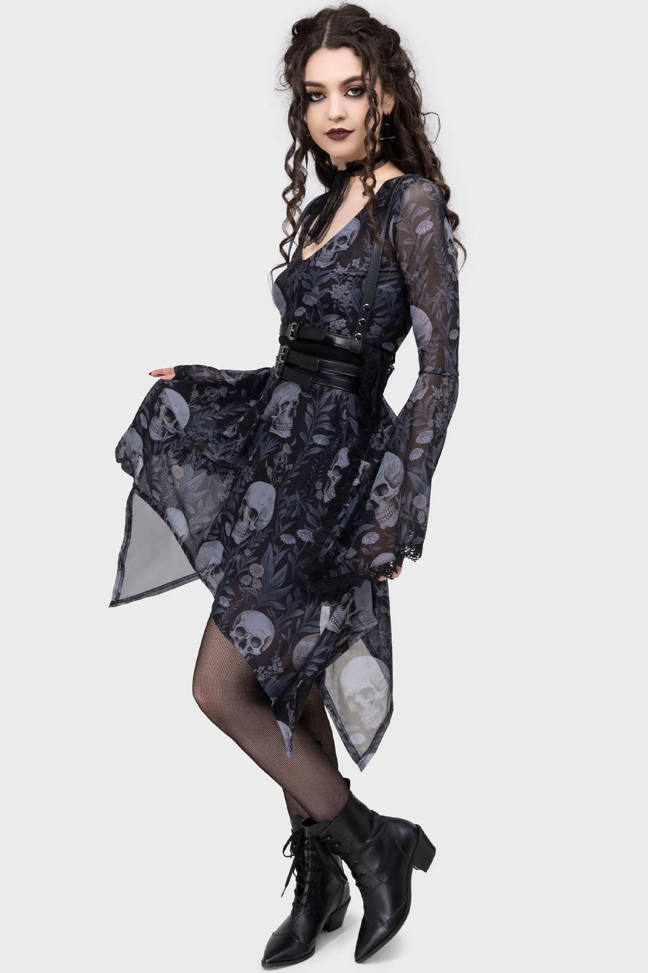 Death's Head Skater Dress sold by Killstar