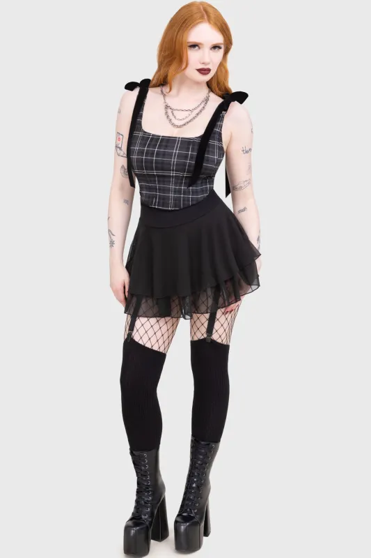 Tartan Flora Corset Top [GREY] sold by Killstar