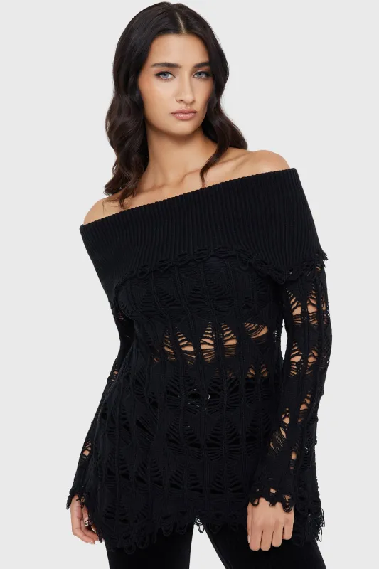 Shadow Wine Sweater [BLACK] sold by Killstar