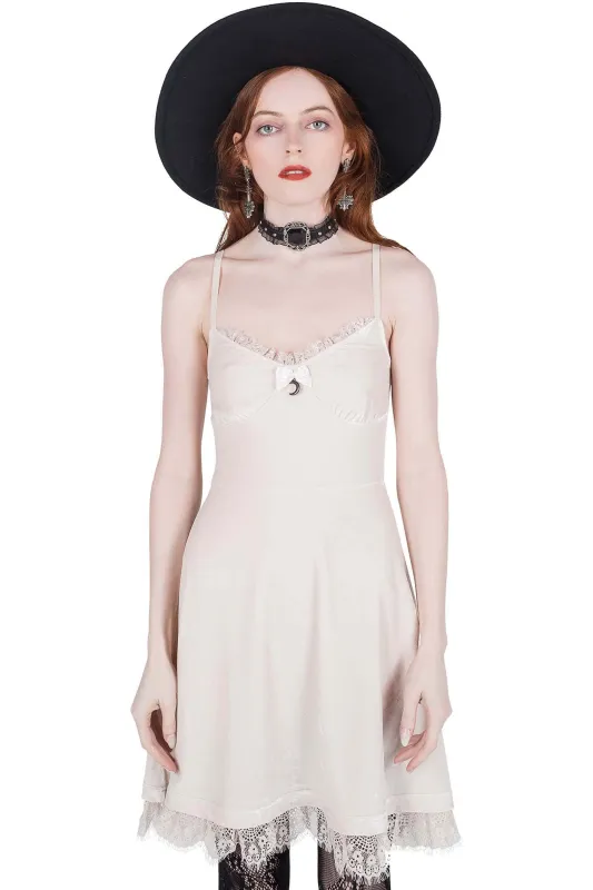 Moonstruck Velvet Skater Dress [Ivory] sold by Killstar