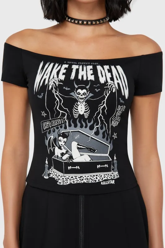 Wake The Dead Bardot Top sold by Killstar