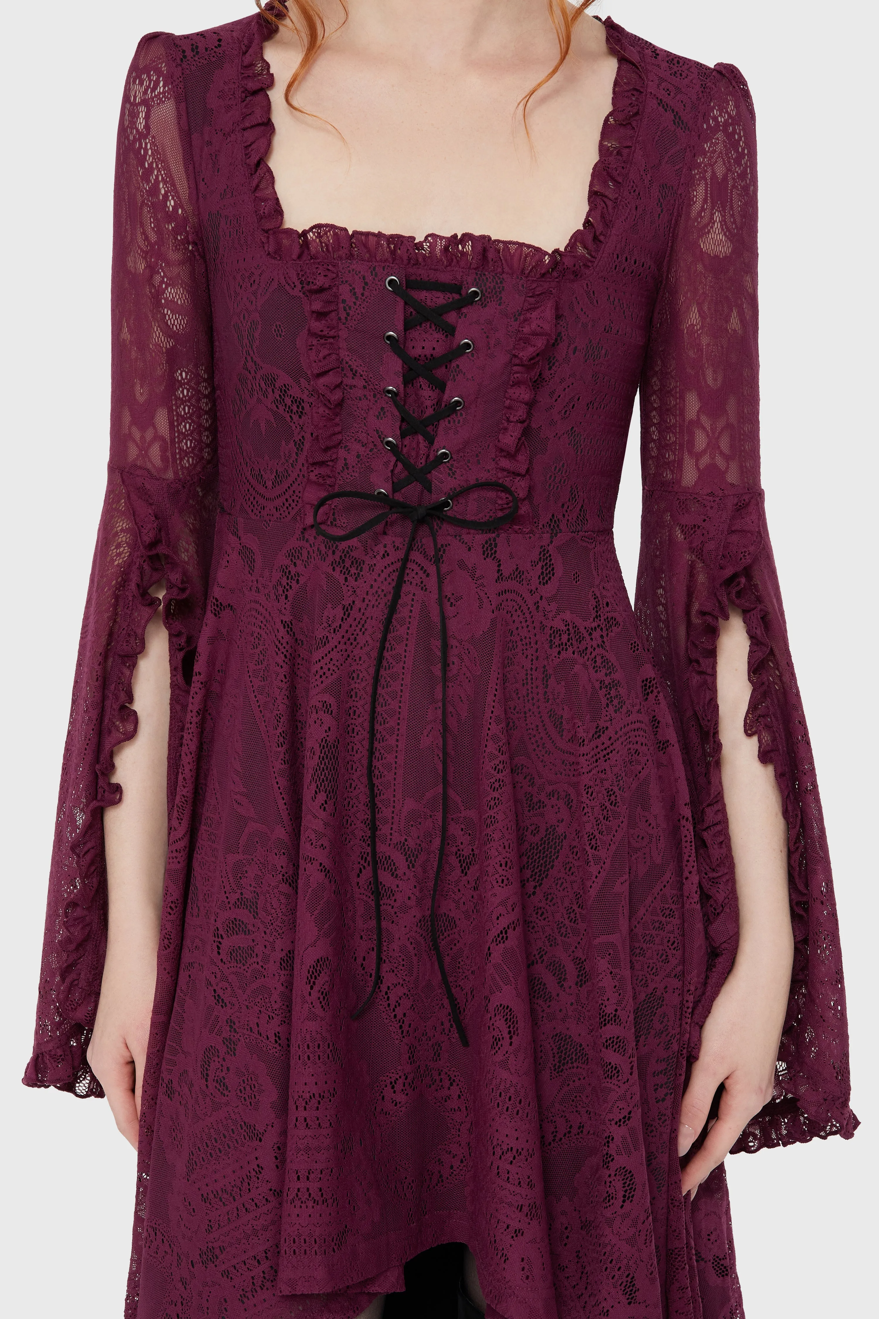 Killing Kisses Lace Maiden Dress Plum sold by Killstar product image thumbnail 4