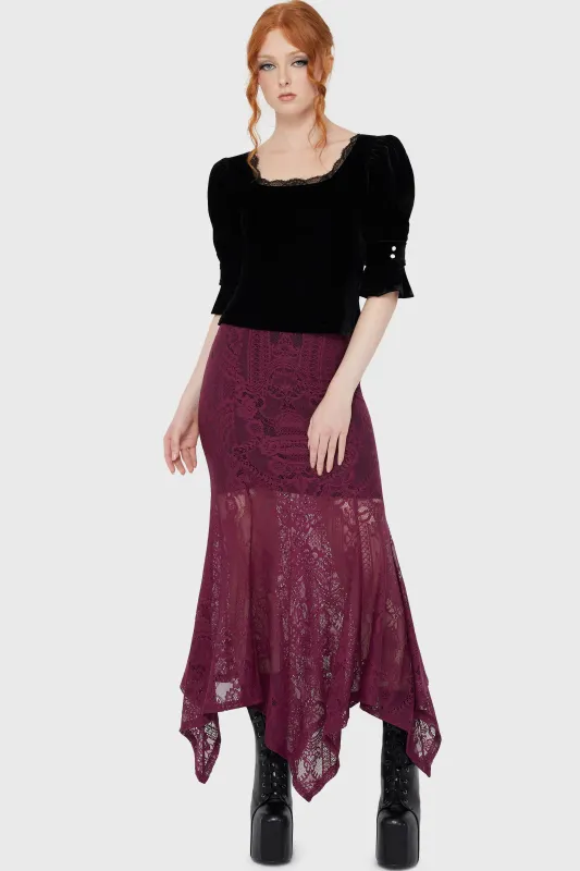Belladonna Lace Maxi Skirt [Plum] sold by Killstar