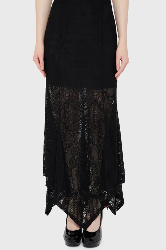 Belladonna Lace Maxi Skirt [Black] sold by Killstar