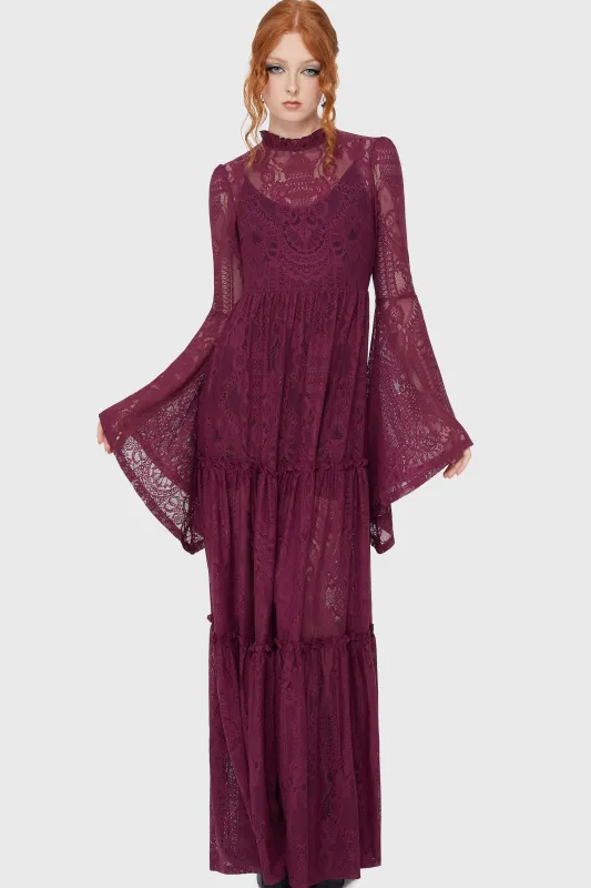 Hecate Lace Maxi Dress [Plum] sold by Killstar