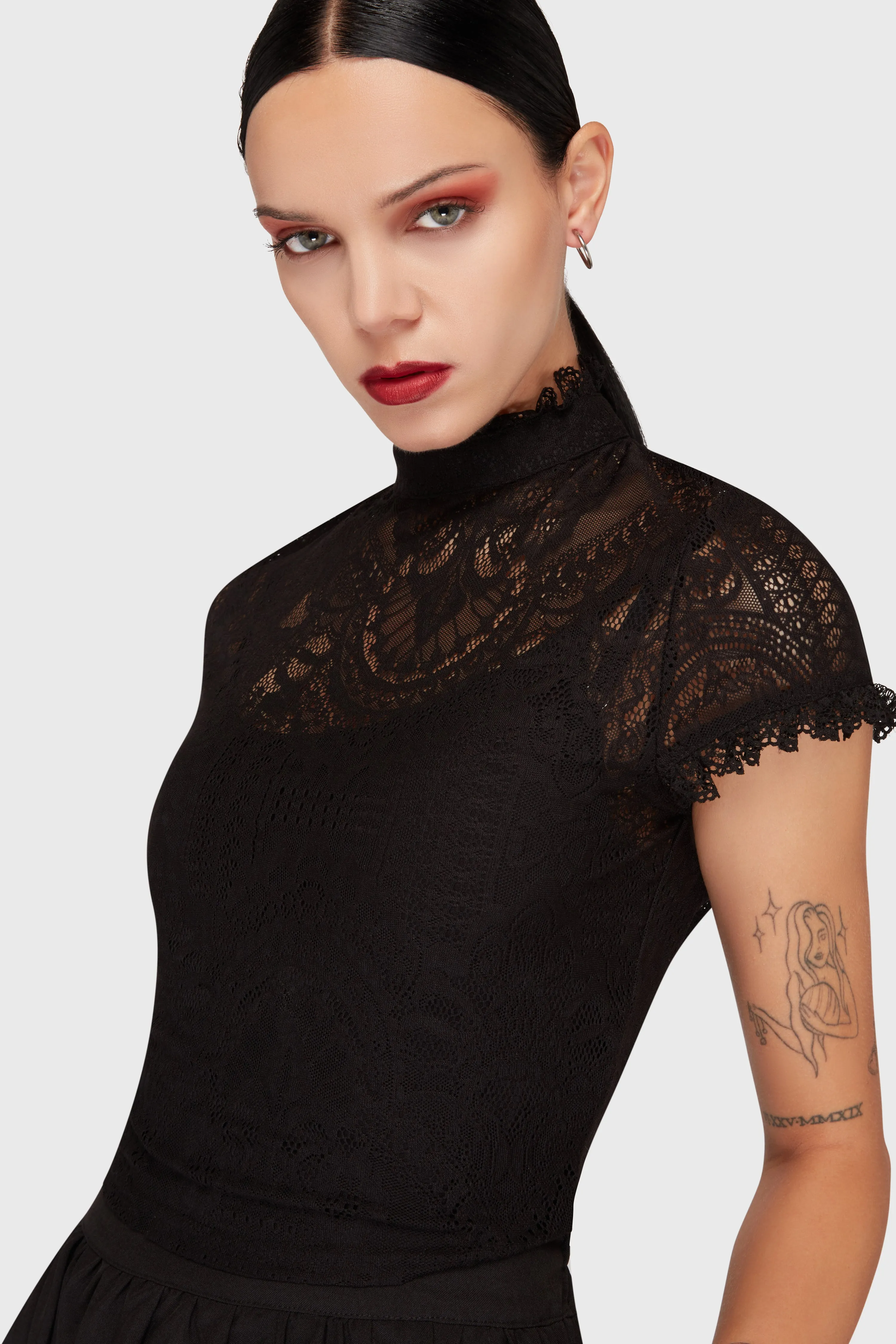Ava Lace Crop Top sold by Killstar