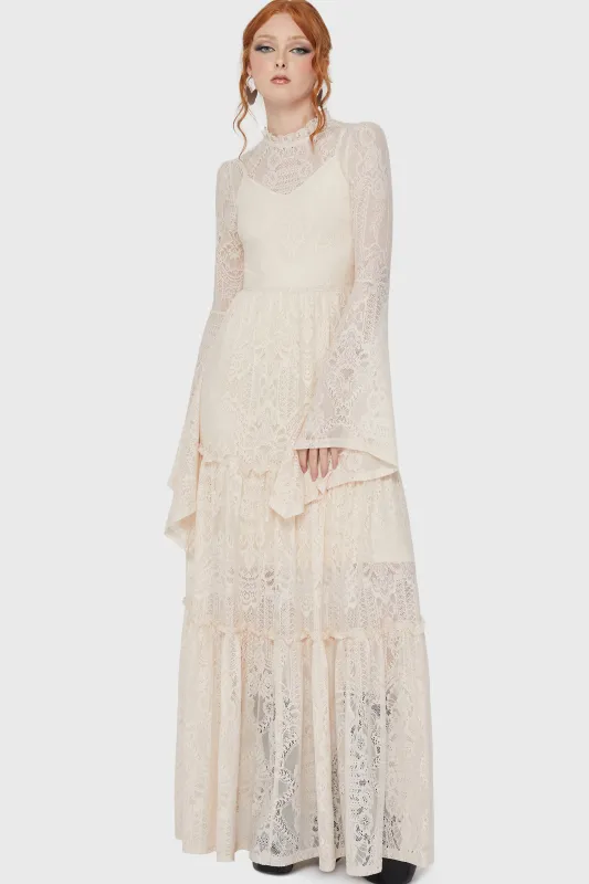 Hecate Lace Maxi Dress [IVORY] sold by Killstar