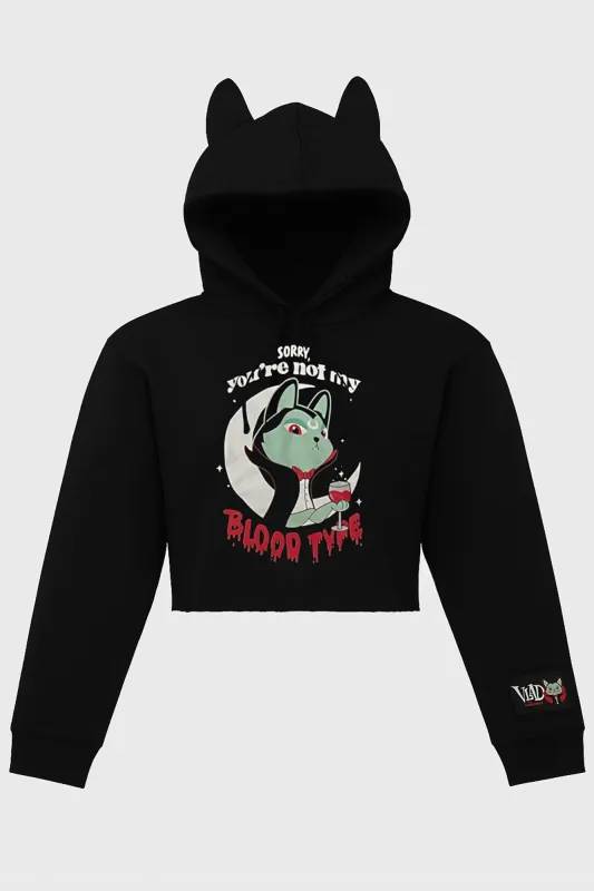 Blood Type Crop Hoodie sold by Killstar