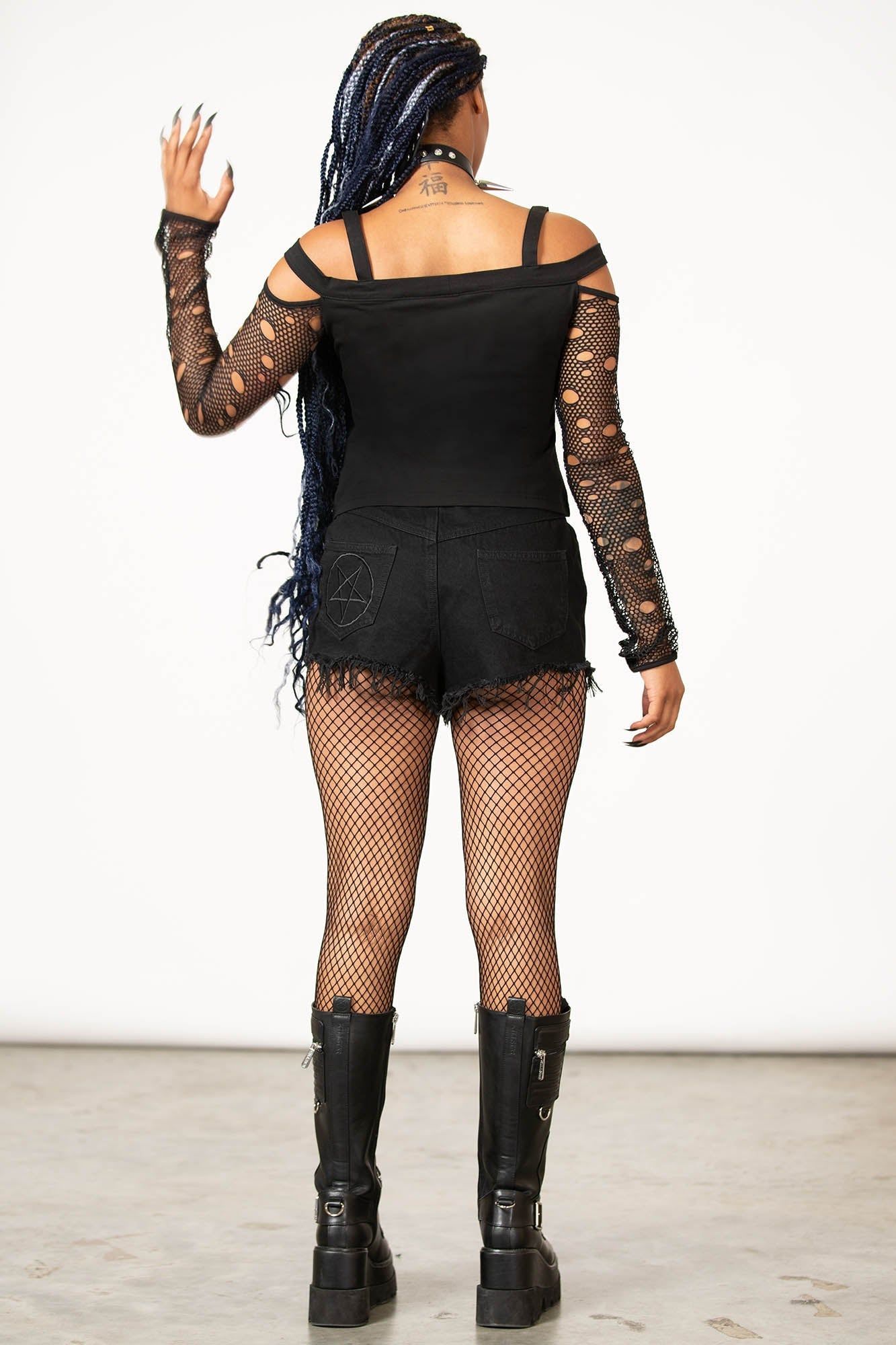 Glitched Fishnet Bardot Top Resurrect sold by Killstar product image thumbnail 4