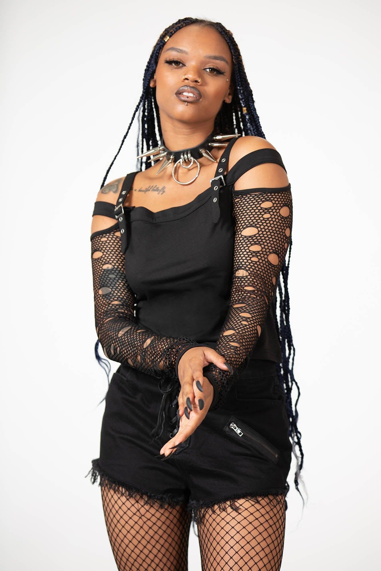 Glitched Fishnet Bardot Top Resurrect sold by Killstar product image thumbnail 2