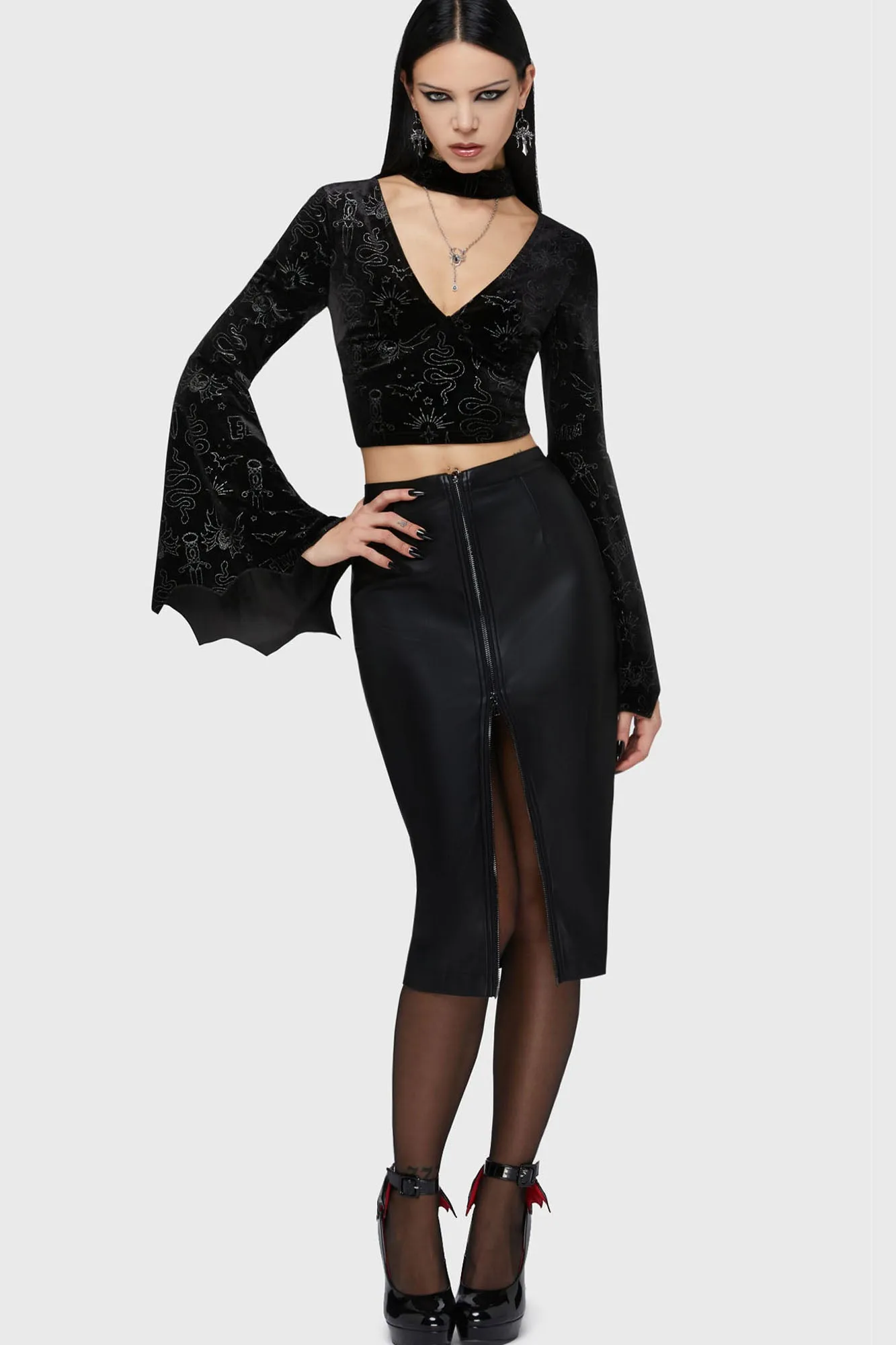 Yours Cruelly Bat Sleeve Top sold by Killstar product image thumbnail 3