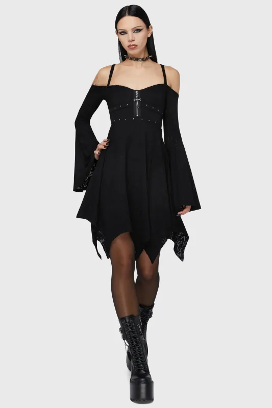 Black Damask Mini Dress sold by Killstar