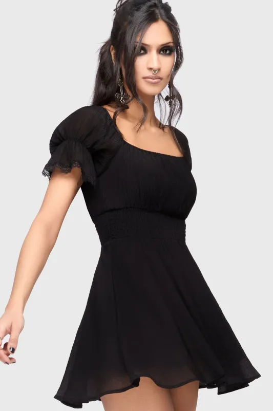 Celestial Night Off The Shoulder Mini Dress [Black] made by Killstar