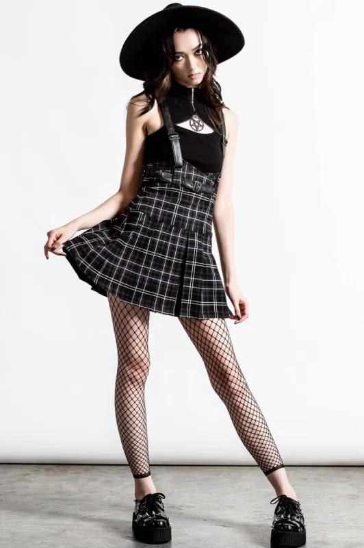 Shadows Suspender Mini Skirt [ASH TARTAN] Resurrect sold by Killstar