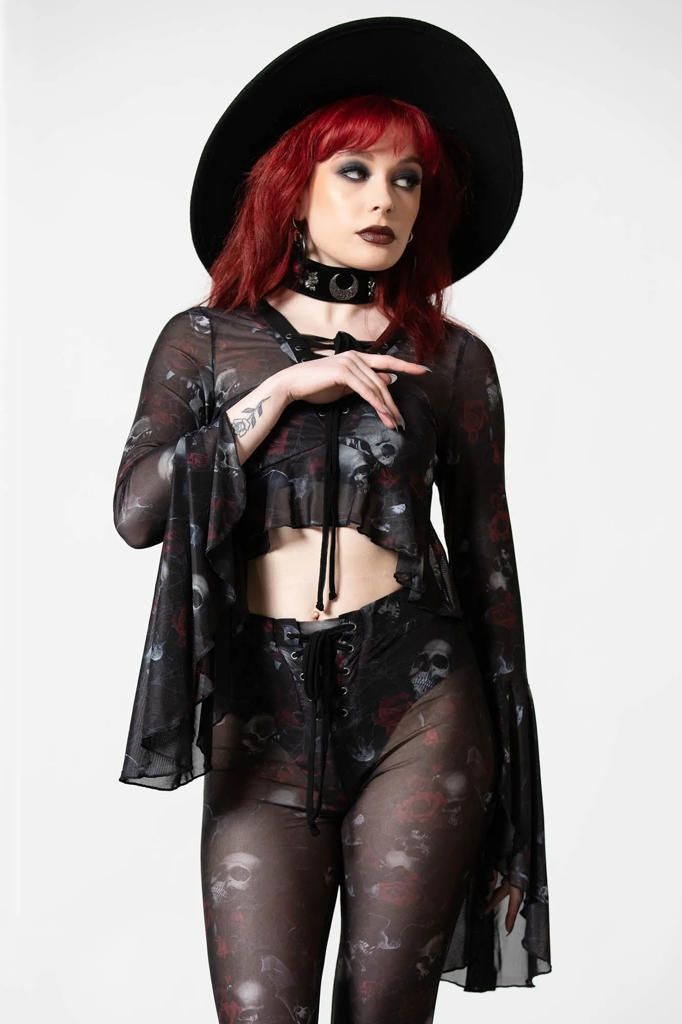 Wicked Rose Mesh Blouse sold by Killstar product image thumbnail 5