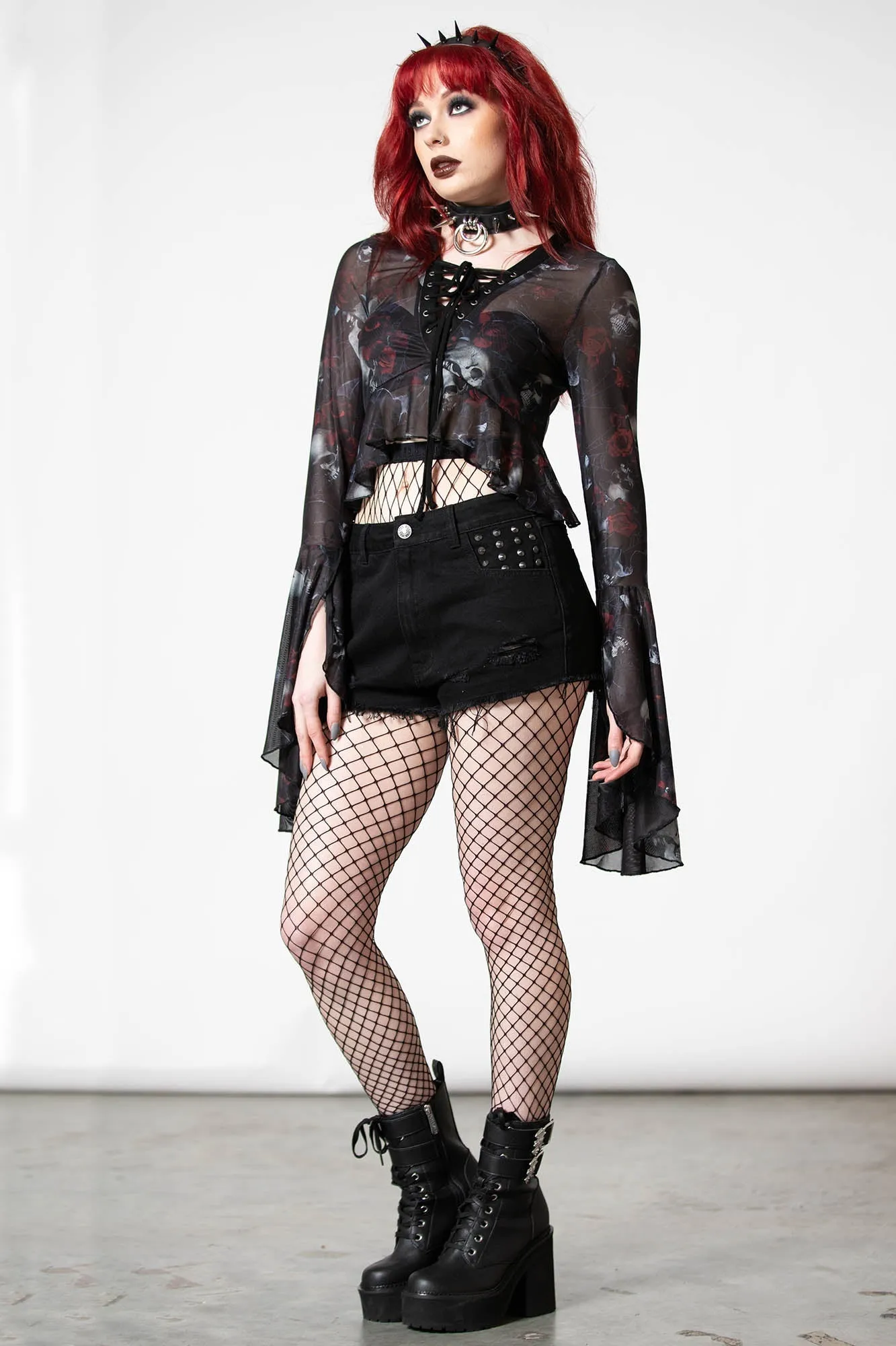 Wicked Rose Mesh Blouse sold by Killstar product image thumbnail 2