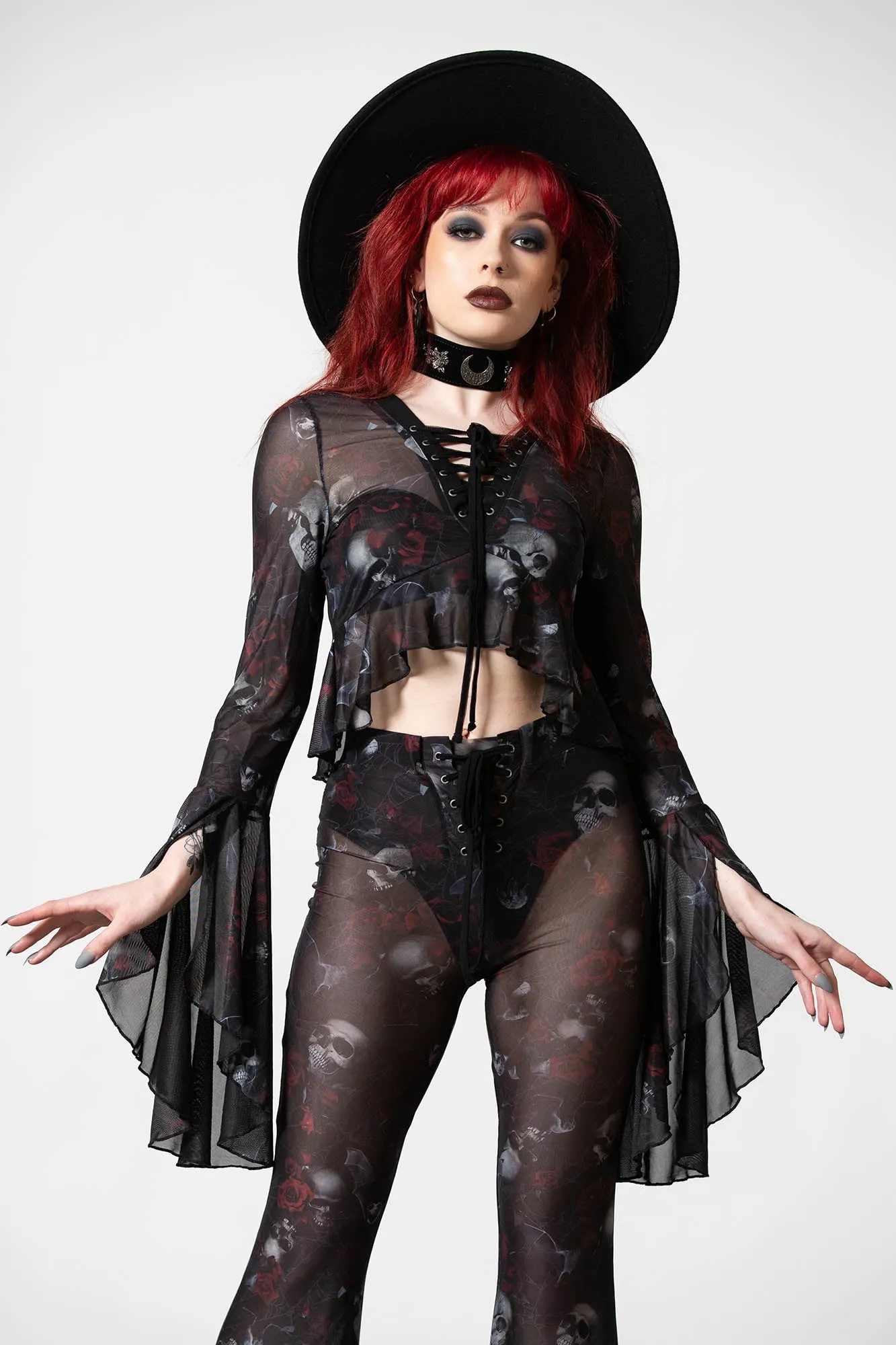 Wicked Rose Mesh Blouse sold by Killstar product image thumbnail 3