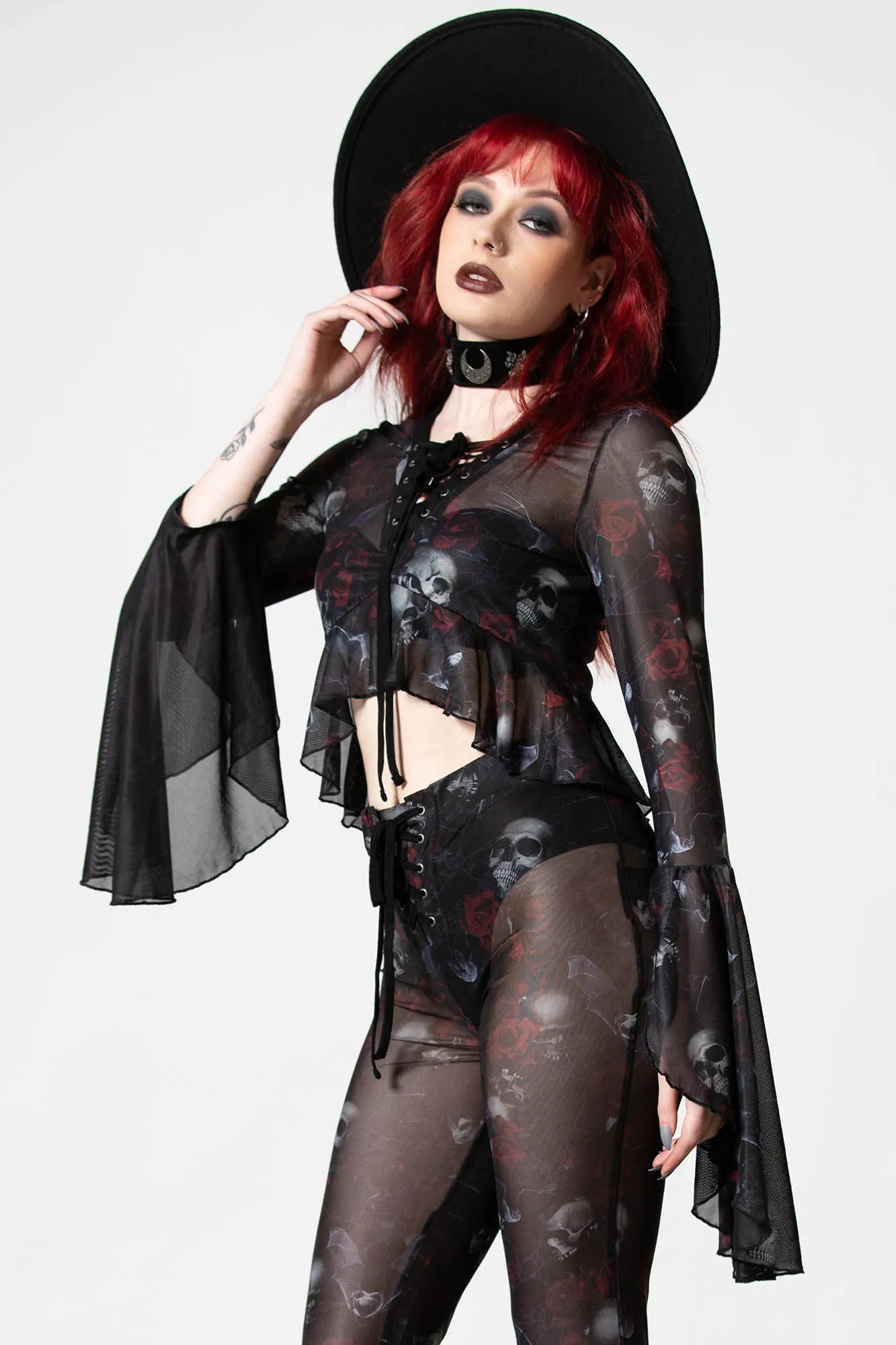 Wicked Rose Mesh Blouse sold by Killstar