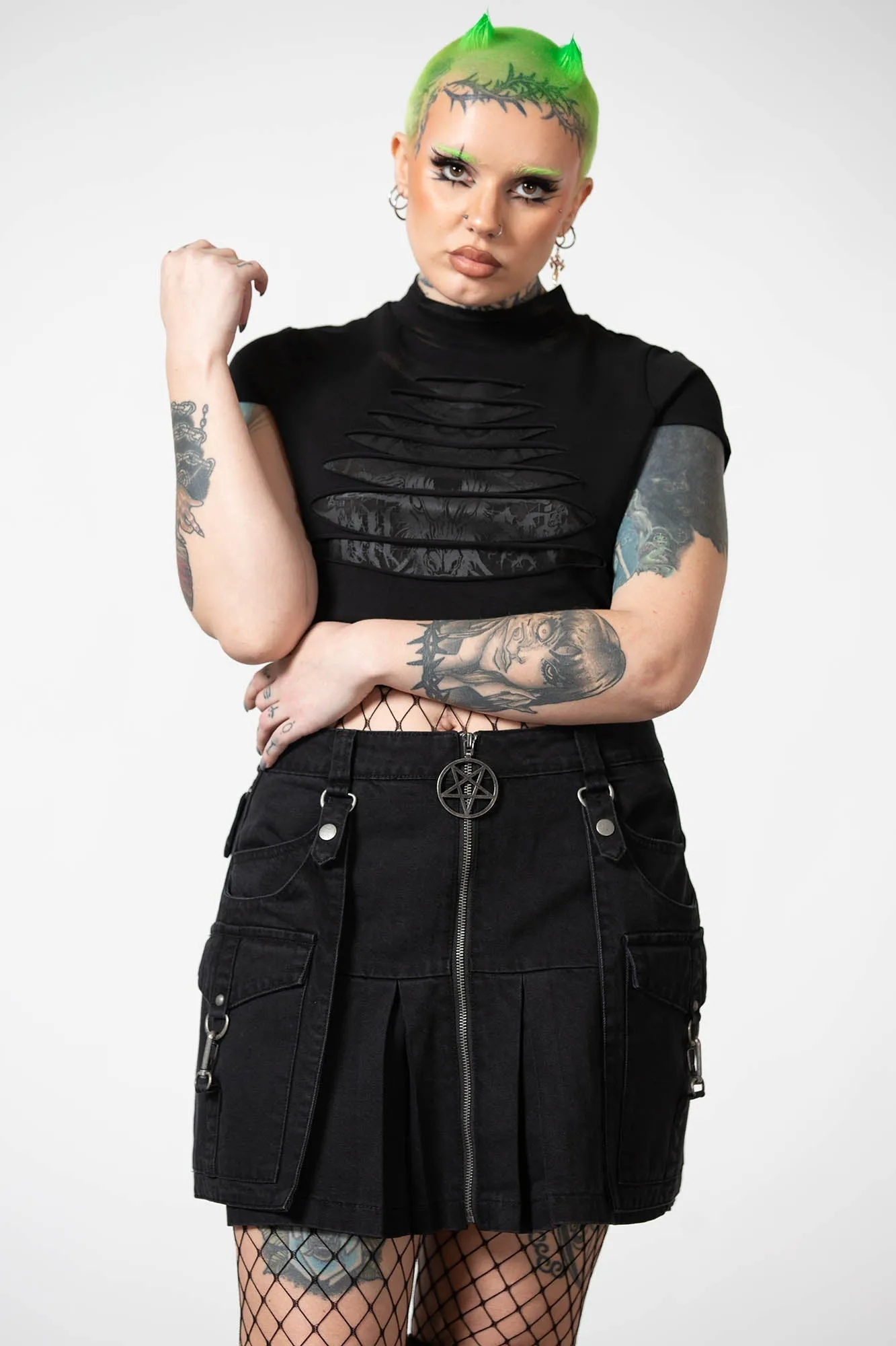 Hettie Slashed Crop Top - Resurrect sold by Killstar product image thumbnail 3