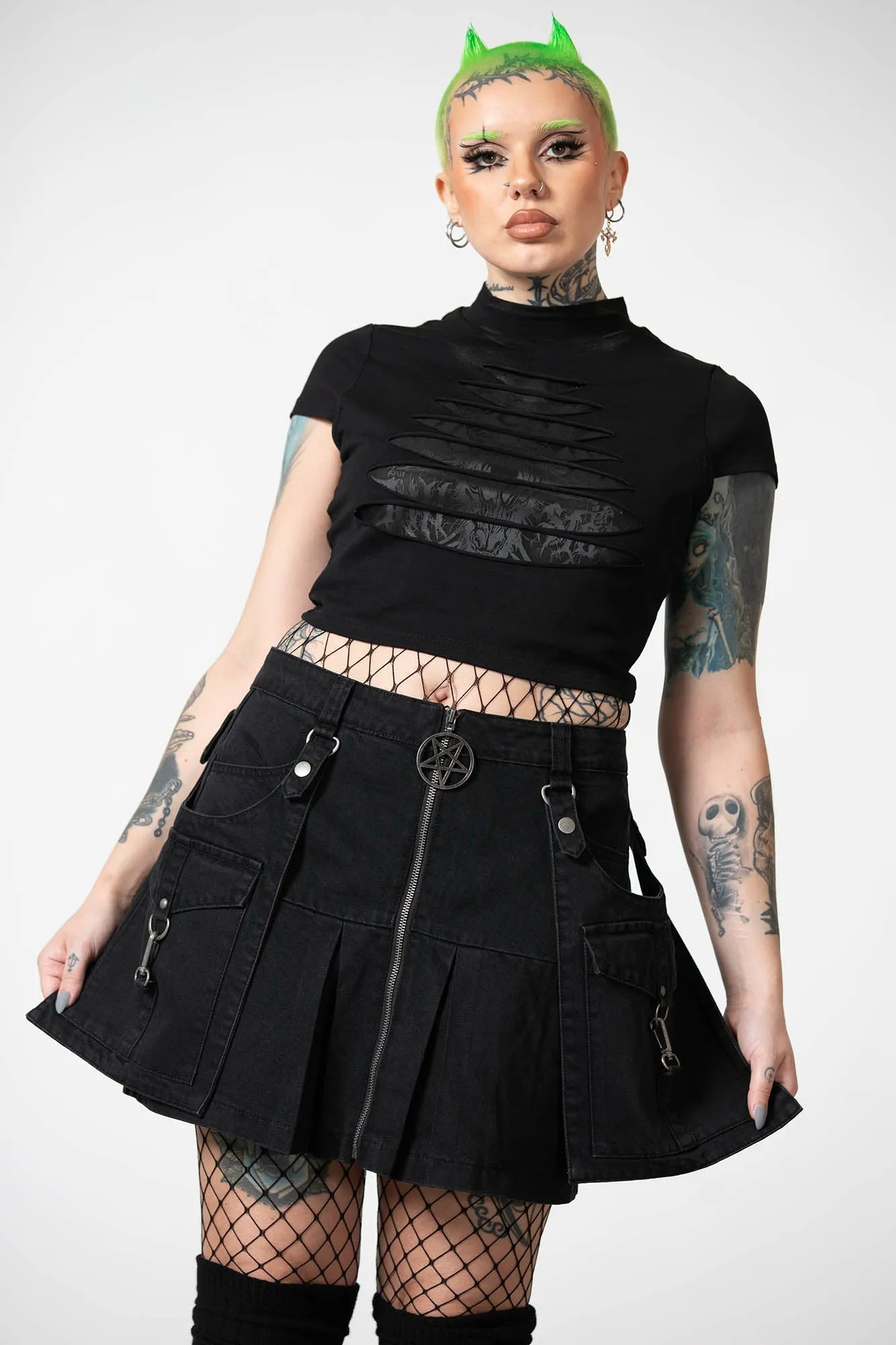 Hettie Slashed Crop Top - Resurrect sold by Killstar