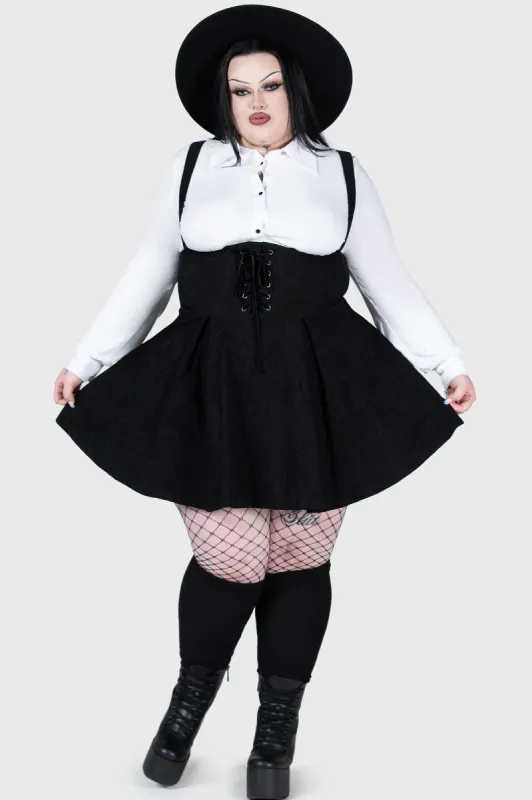 Rotten Relics Suspender Mini Skirt [PLUS] sold by Killstar