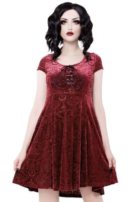 Angelyn Burnout Velvet Dress [WINE] Resurrect sold by Killstar