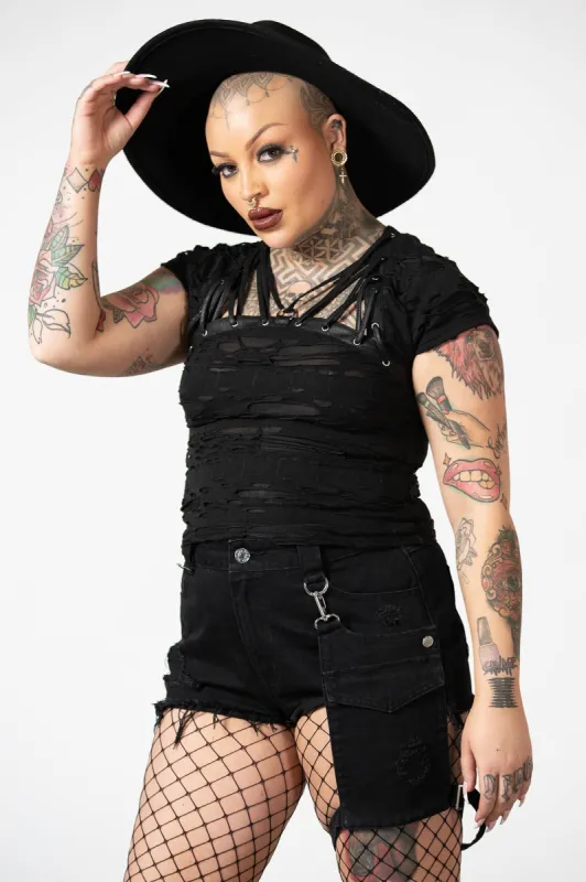 Malicia Lace-Up Top sold by Killstar