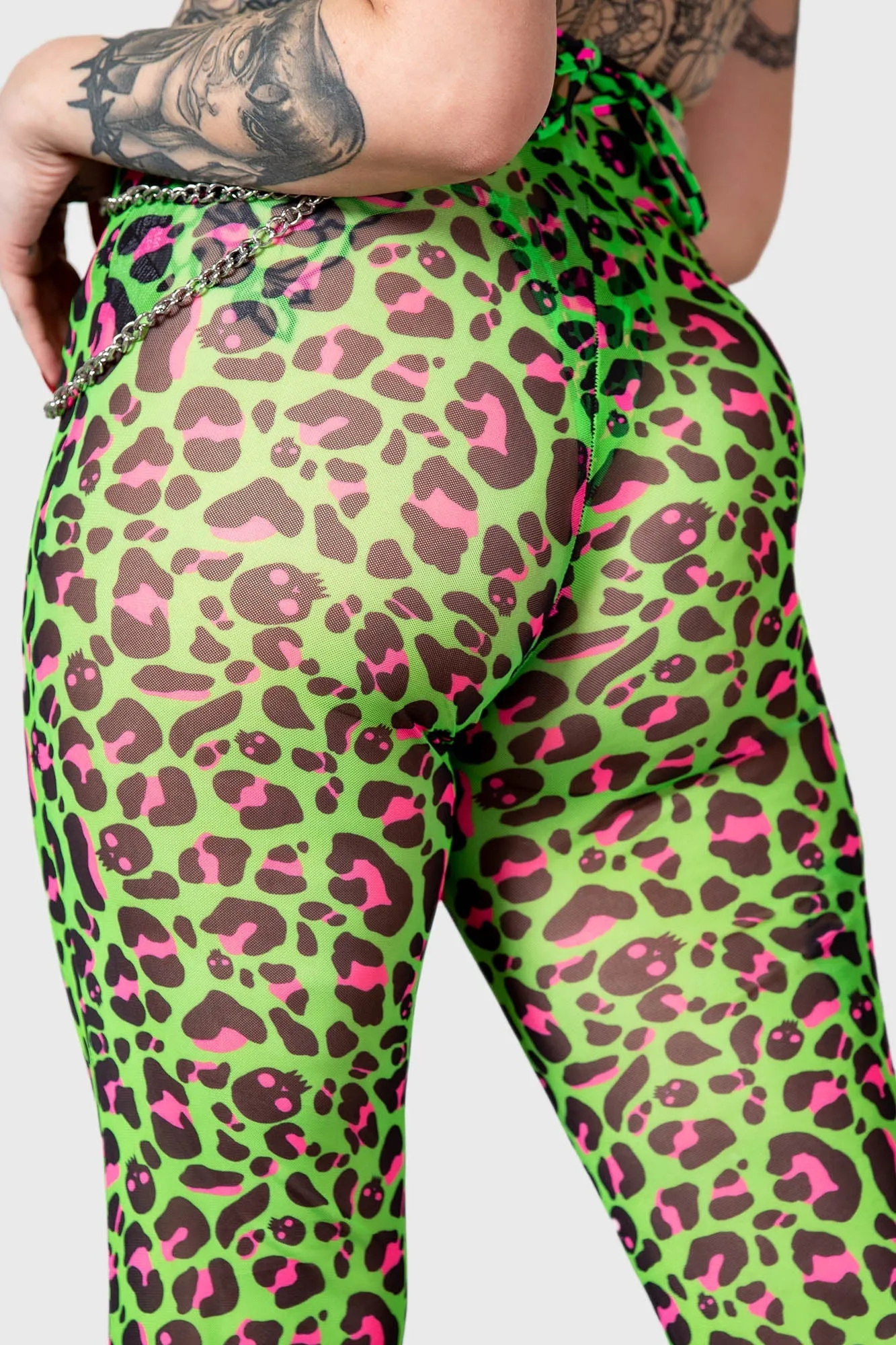 Emerald Sugar Mesh Flare Trousers sold by Killstar product image thumbnail 2