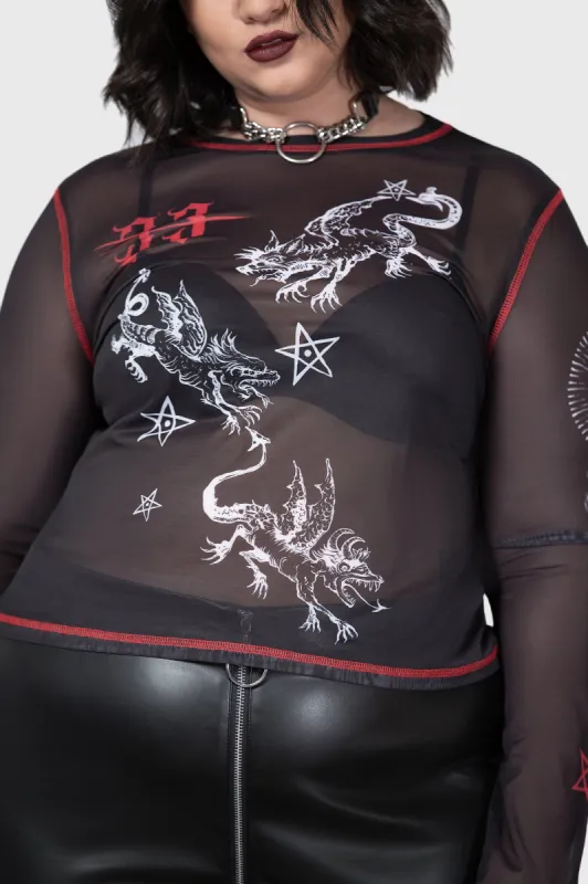 Devillment Mesh Long Sleeve Top [PLUS] sold by Killstar