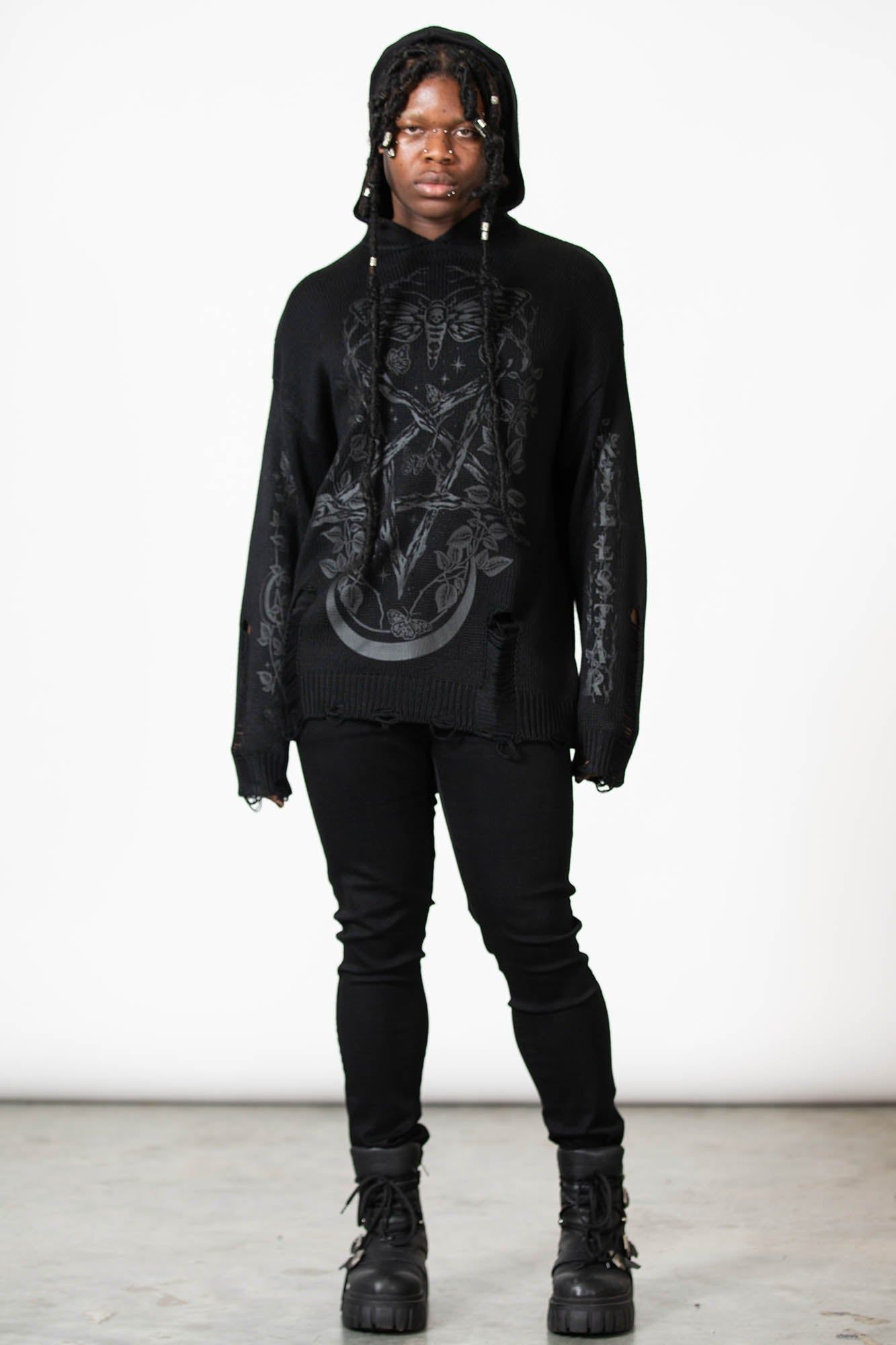 Hyperion Hooded Knit Sweater Resurrect sold by Killstar product image thumbnail 2