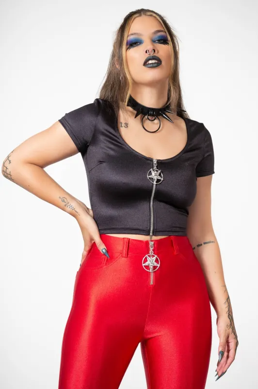 Karlene Zip Crop Top sold by Killstar
