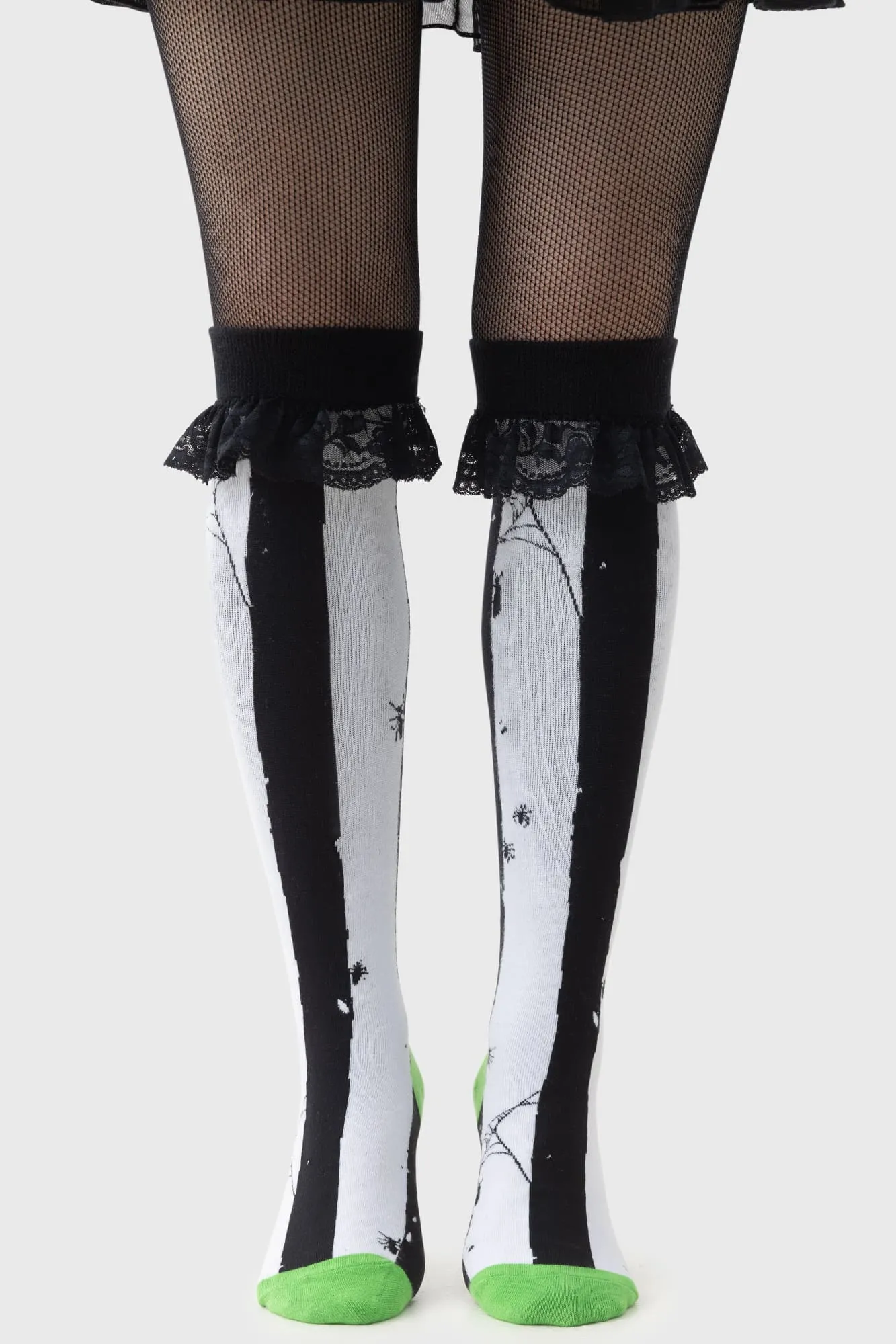 Distressed Stripe Knee High Socks sold by Killstar