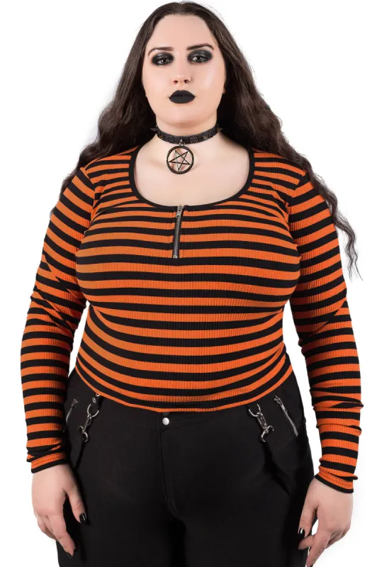 Izora Ribbed Top [PUMPKIN] [PLUS] sold by Killstar