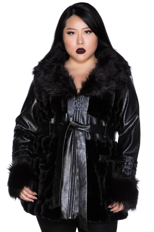 Krystina Faux-Fur Coat [PLUS] - Resurrect sold by Killstar