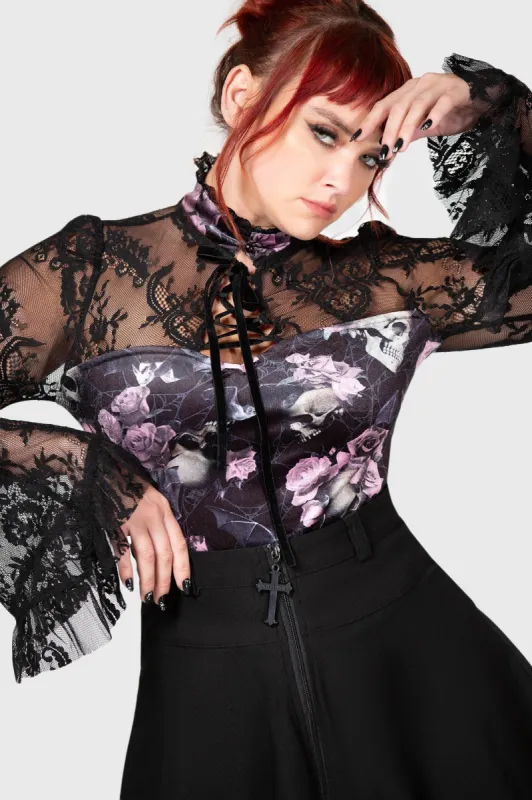 Poison Fang Long Sleeve Top [BLACK/PINK] sold by Killstar