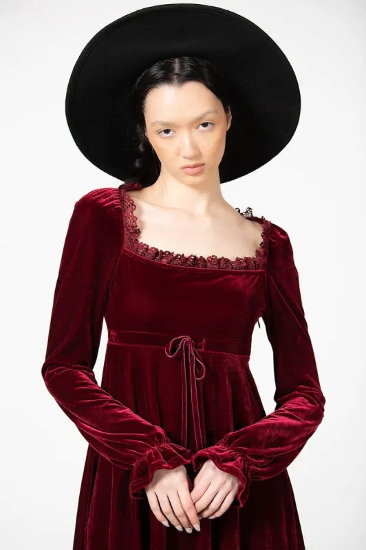 Imperia Long Sleeve Velvet Dress [BLOOD] made by Killstar