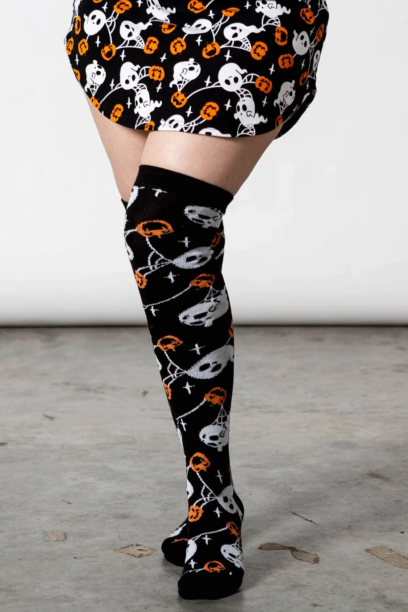 Haunted Pumpkin Knee-High Socks sold by Killstar product image thumbnail 2