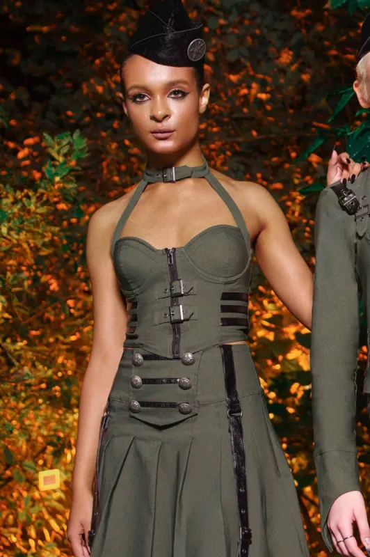 Night Patrol Halter Top [KHAKI] Resurrect sold by Killstar