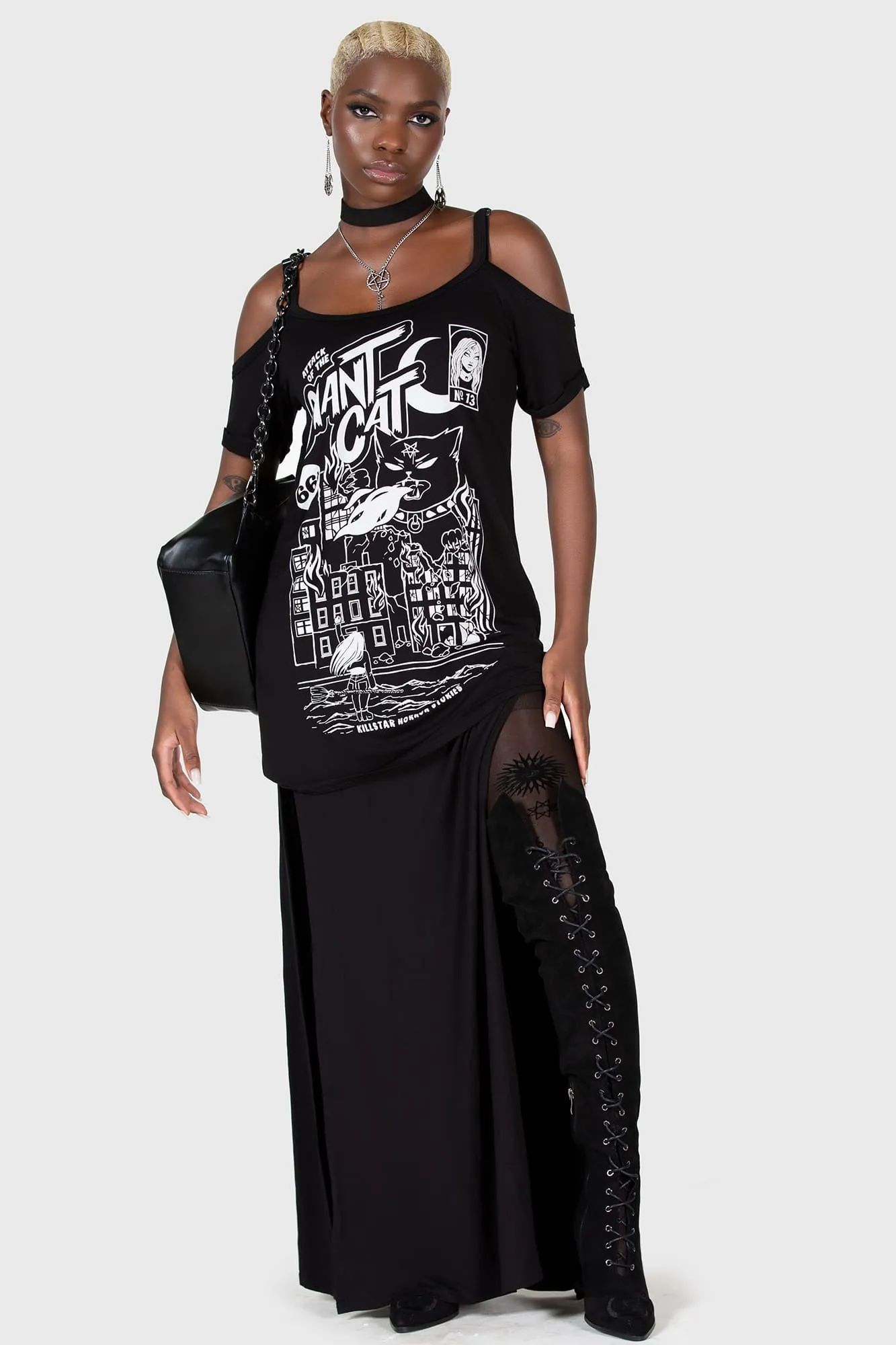 Cat Attack Distress Top sold by Killstar