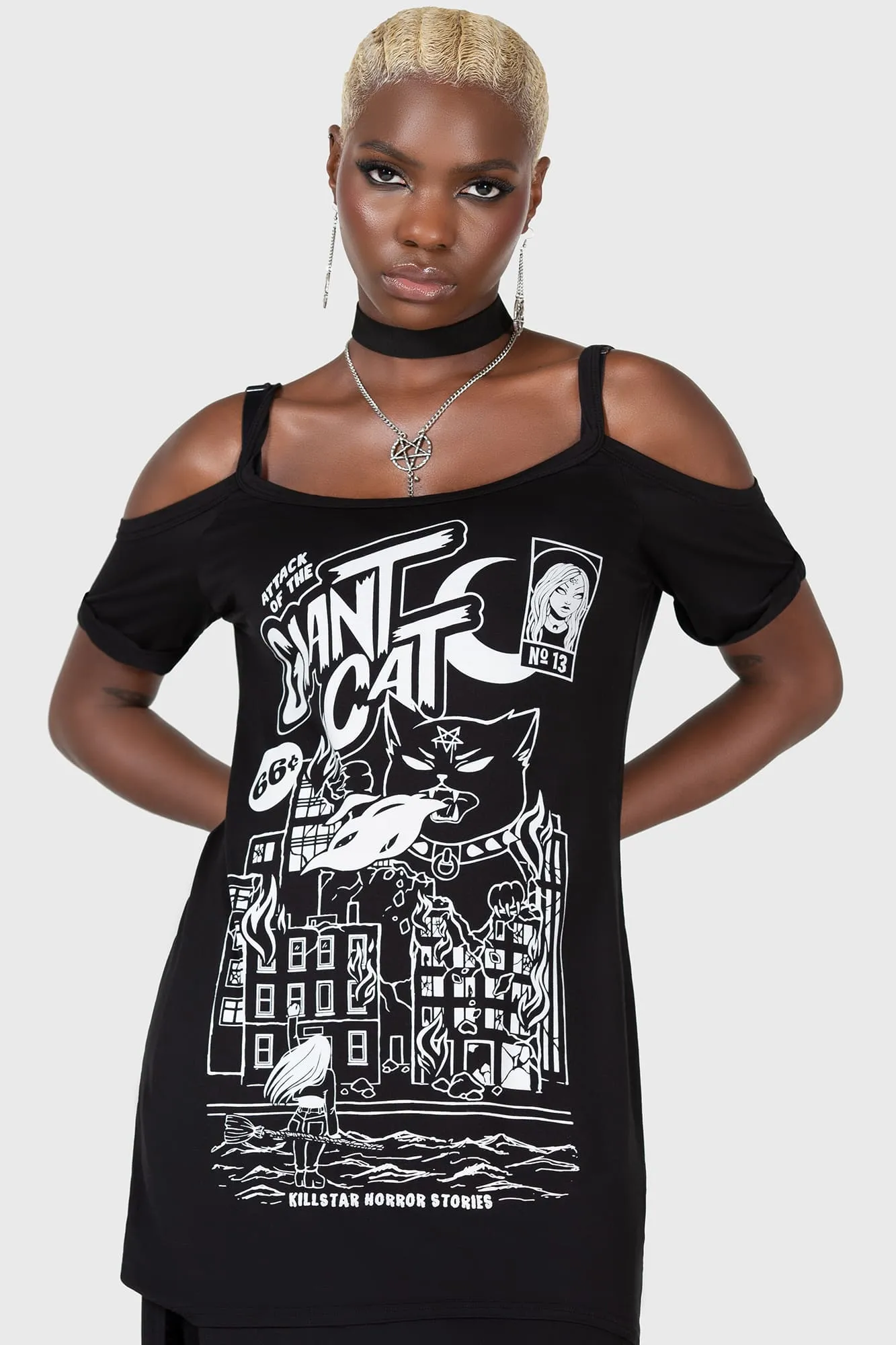 Cat Attack Distress Top sold by Killstar product image thumbnail 2